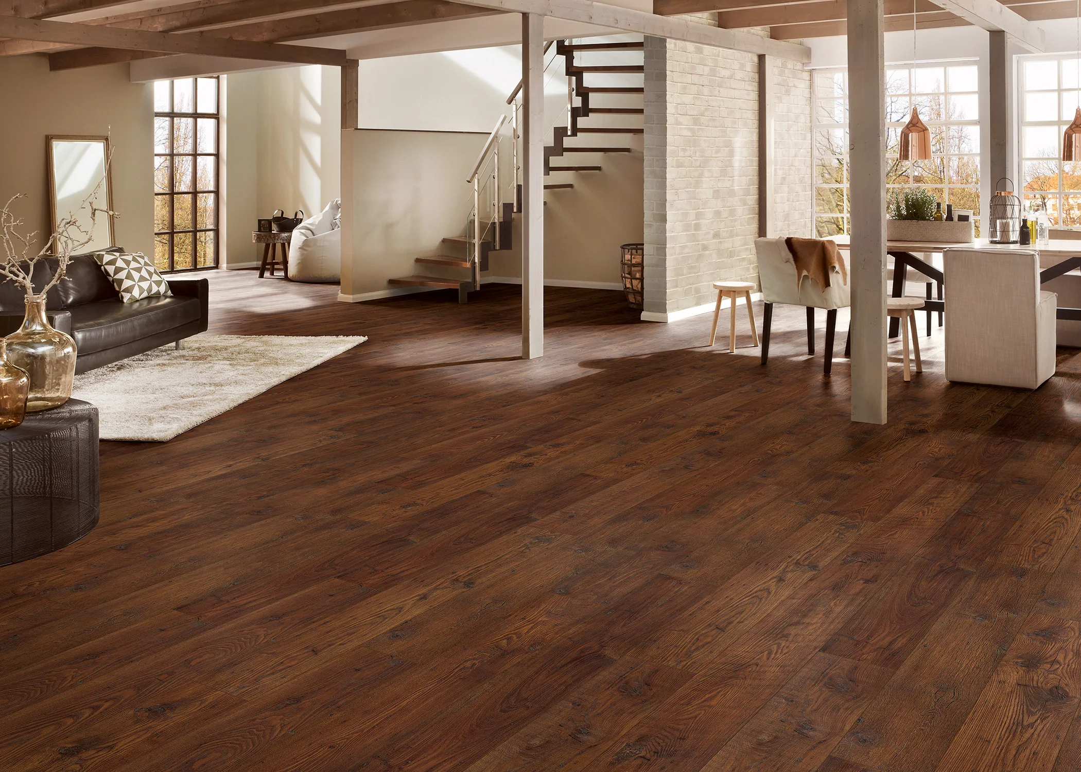 10mm Whiskey Barrel Oak w/ pad Water-Resistant Laminate Flooring - Sample - Image 2