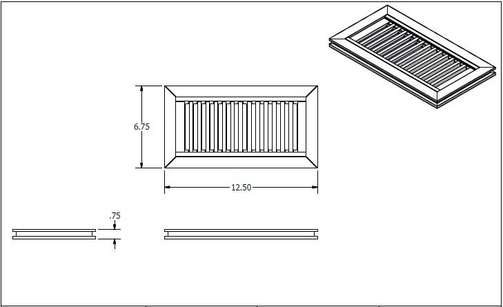 4" x 10" Unfinished Red Oak Flush Grill - Image 2