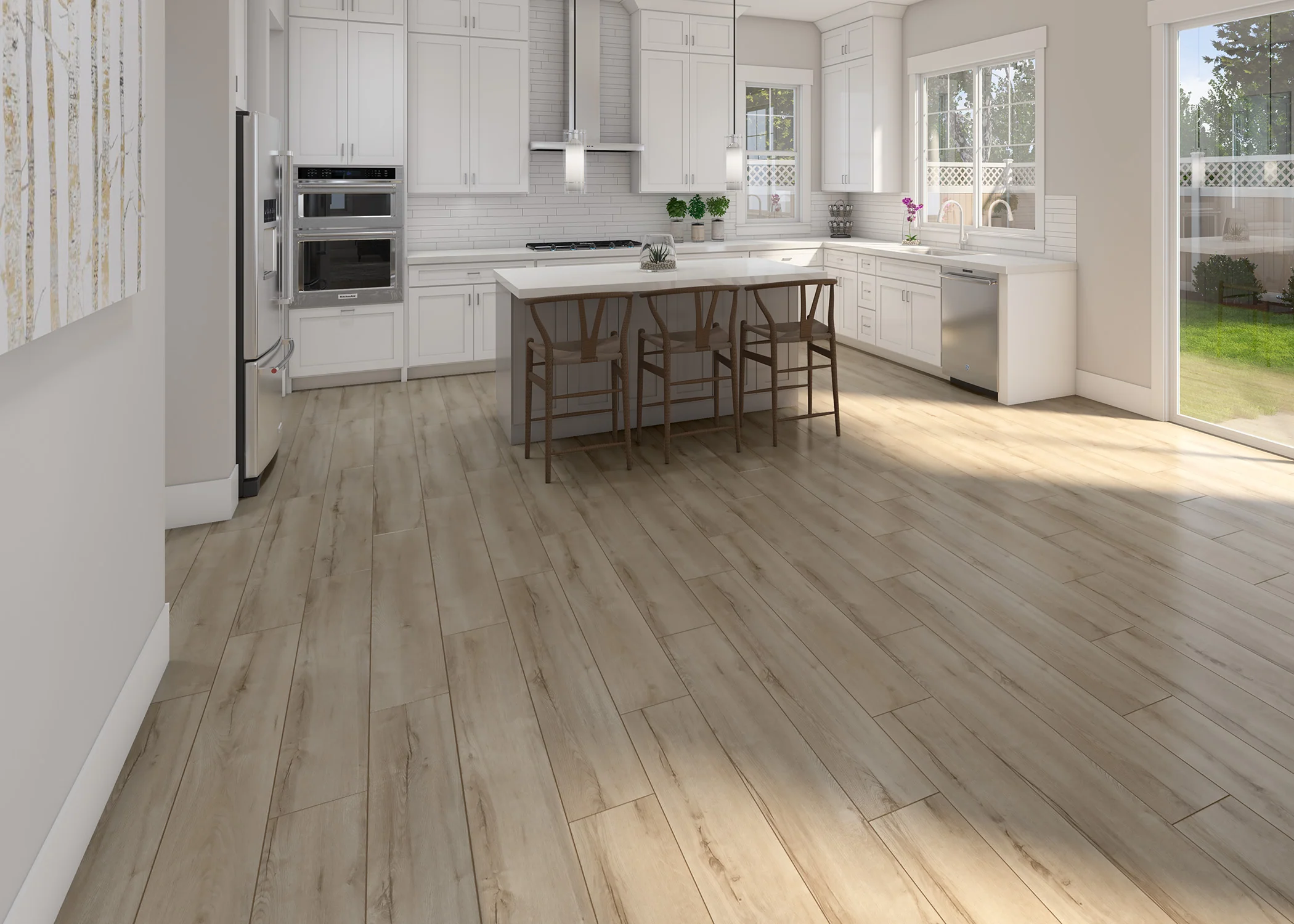 8mm Village Frost Oak w/ Pad Water Resistant Laminate Flooring 8.03 in. Wide x 47.64 in. Long - As-Is - Stack Out - 204.6 Sq. Ft. - Image 2