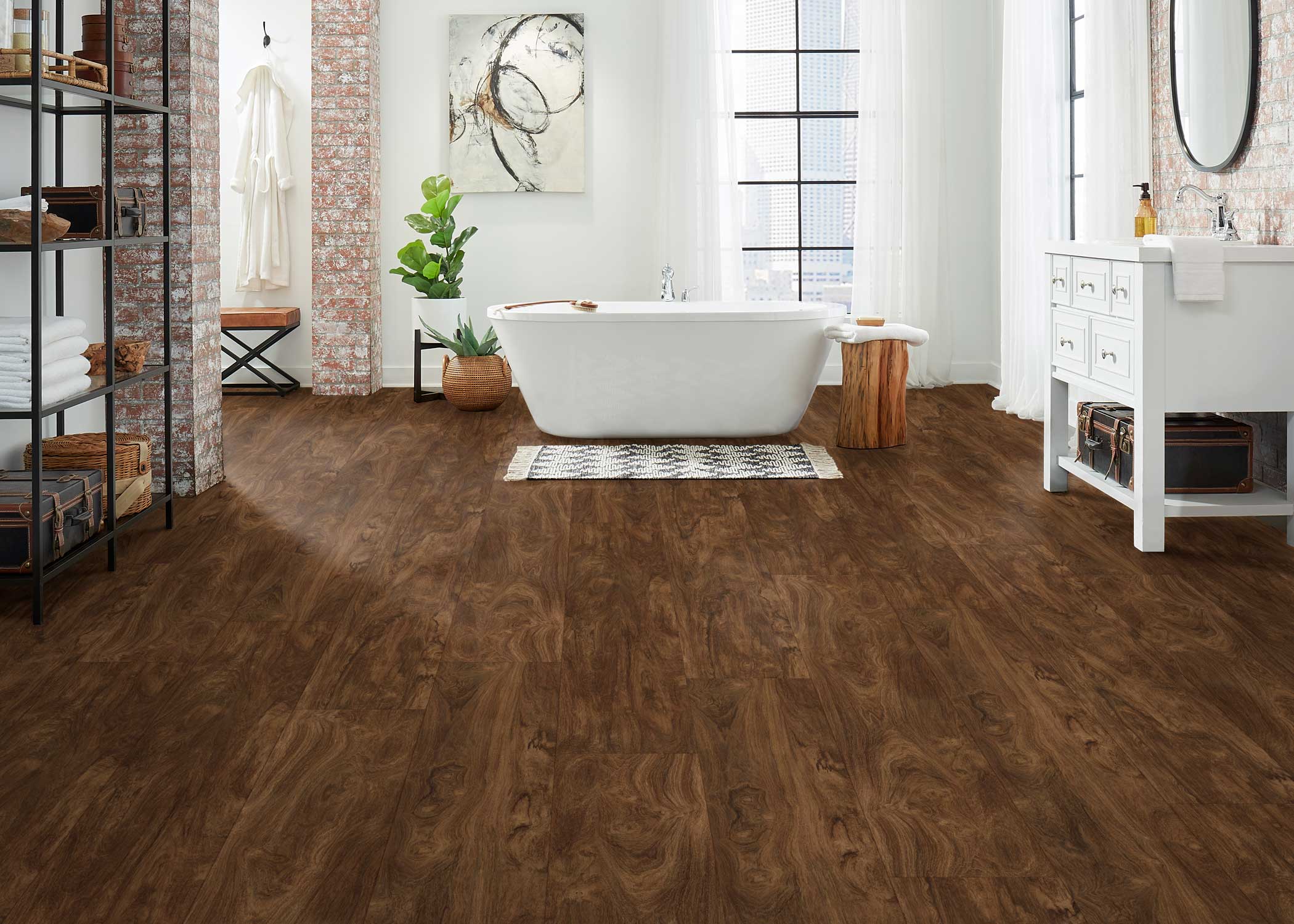 8mm w/pad Antique Brazilian Cherry Waterproof Rigid Vinyl Plank Flooring 8.86 in. Wide x 60 in. Long - Image 2