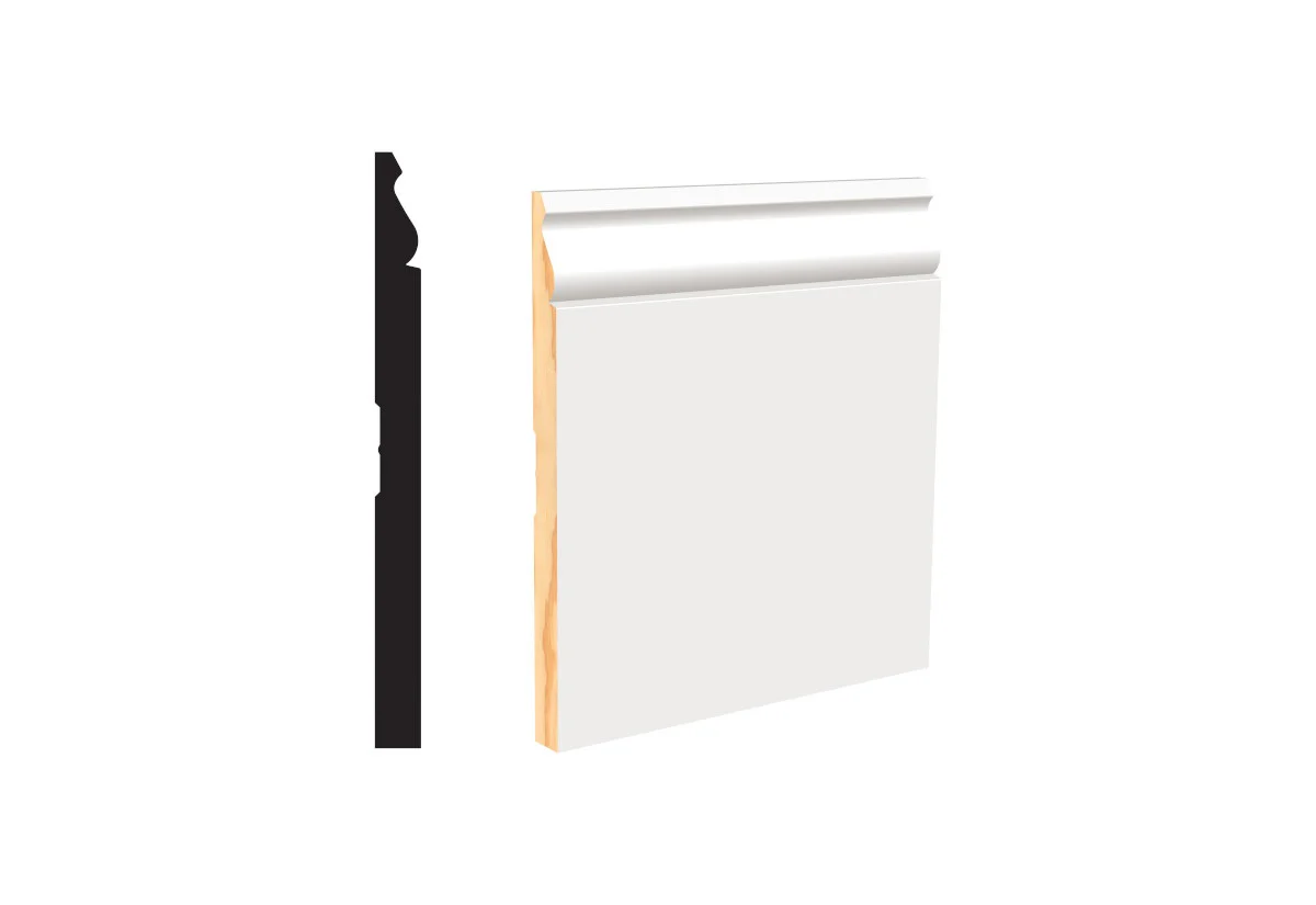 LWM 163E7P 9/16 in. Thick x 7-1/4 in. Tall x 8 ft. Length PFJ White Primed Colonial Baseboard