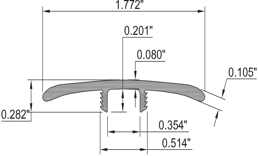 Rail Tie Oak Vinyl Waterproof 1.75 in wide x 7.5 ft Length T-Molding - Image 2