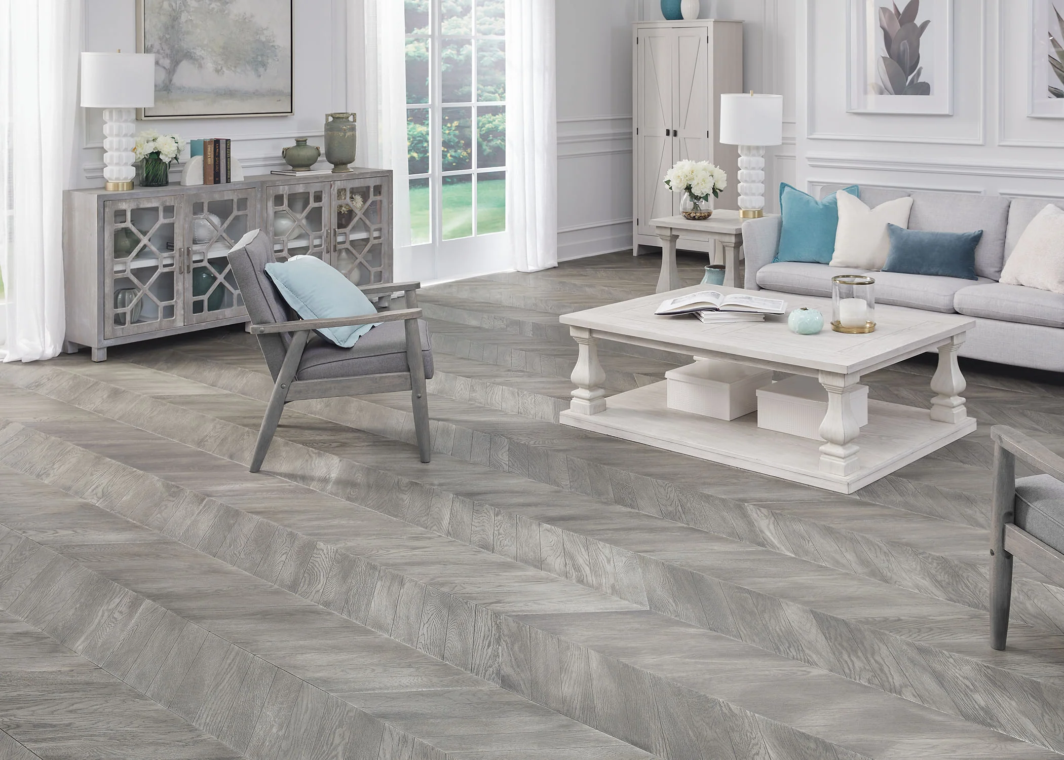 5/8 in. West Village Chevron Wire Brushed Engineered Hardwood 11.42 in. Wide - Image 2