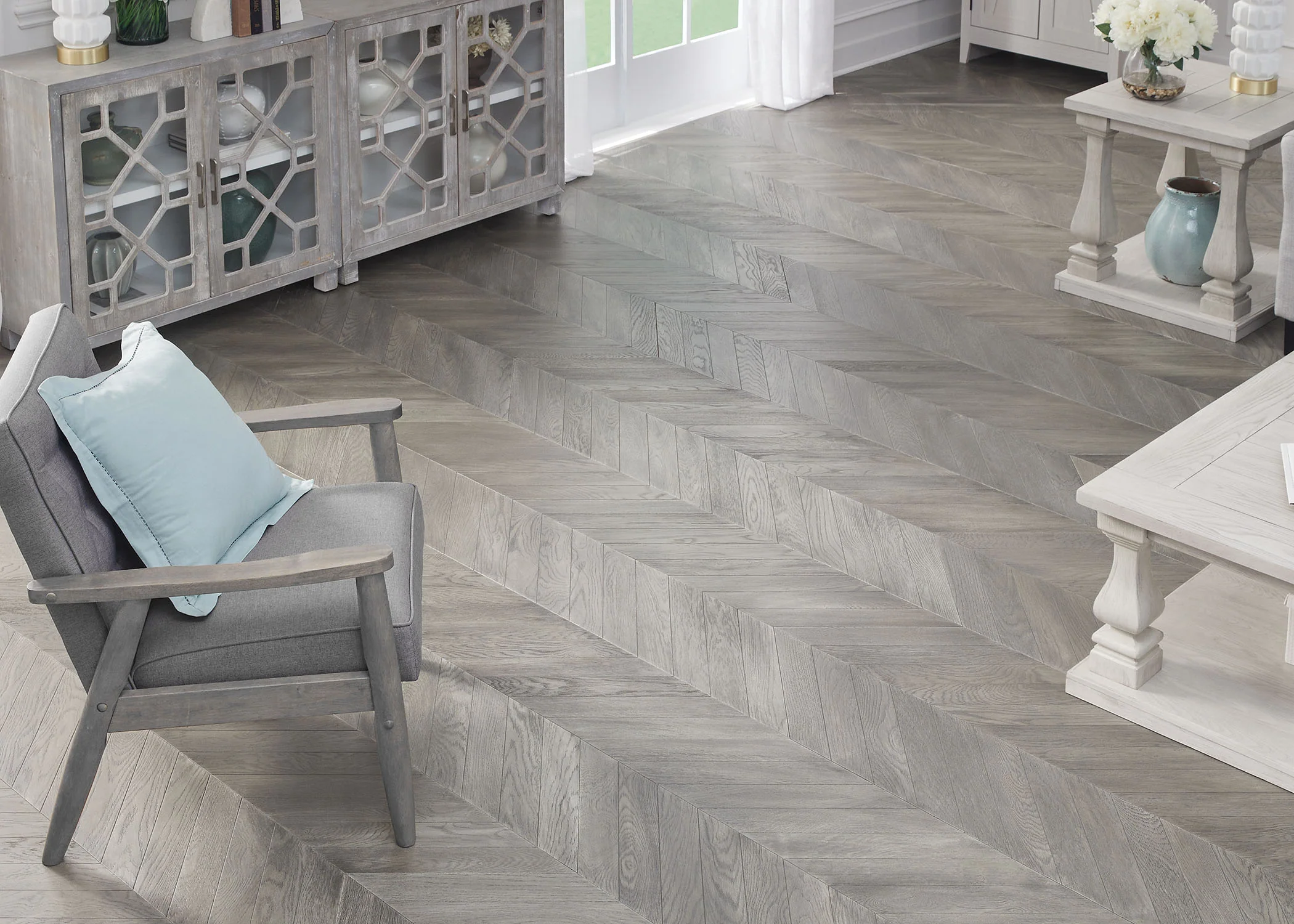 5/8 in. West Village Chevron Wire Brushed Engineered Hardwood 11.42 in. Wide - Image 3