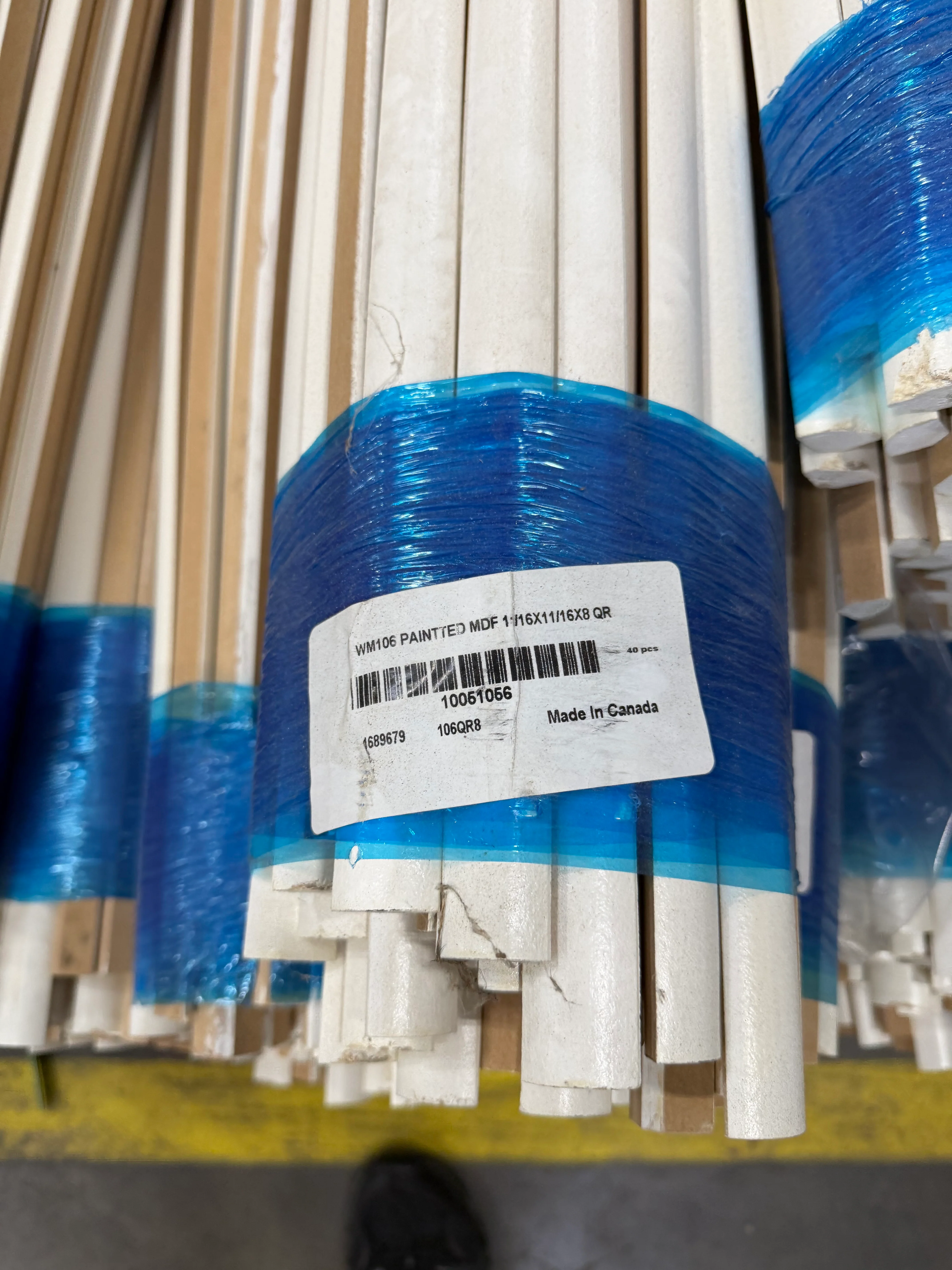WM106 11/16 in. Thick x 11/16 in. Tall x 8 ft. Length MDF Painted White Quarter Round - As-Is - Stack Out - 960 Ln. Ft. - Image 2
