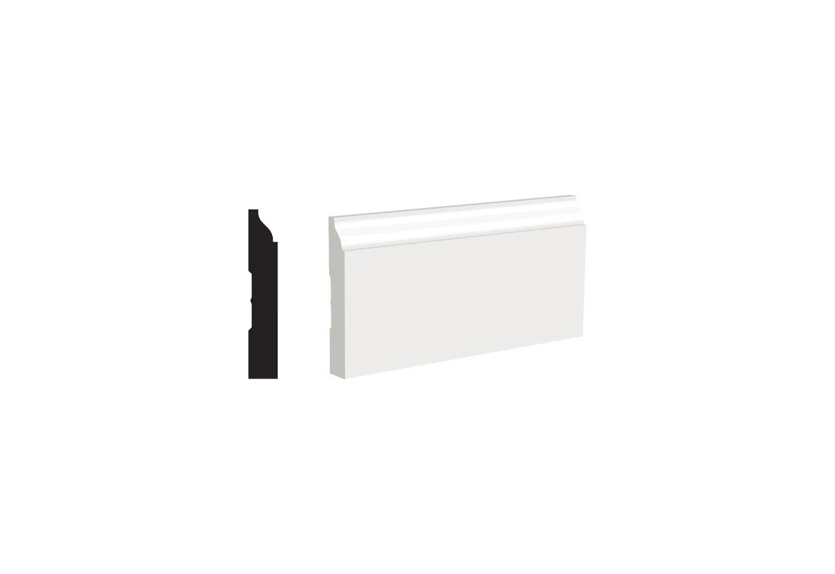 WM623 9/16 in. Thick x 3-1/4 in. Tall x 8 ft. Length PFJ White Primed Colonial Baseboard
